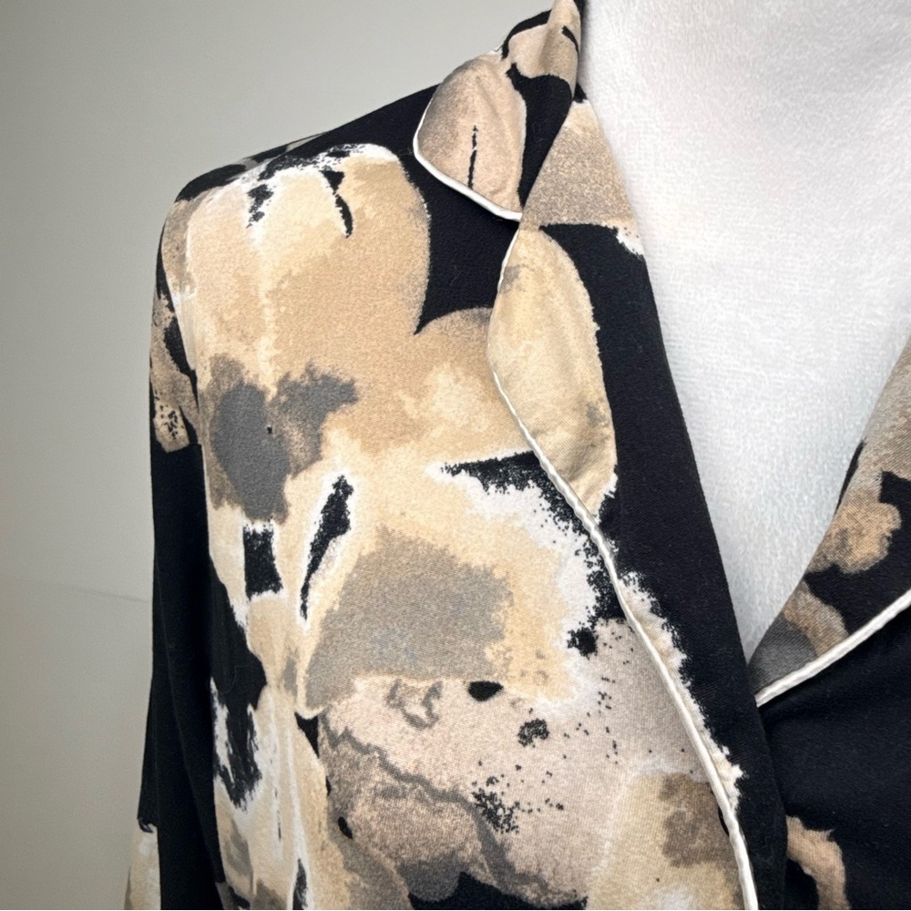 Nicole Miller New York Floral Lounge Sleep Shirt Button Front Relaxed Night Smal - Picture 9 of 13